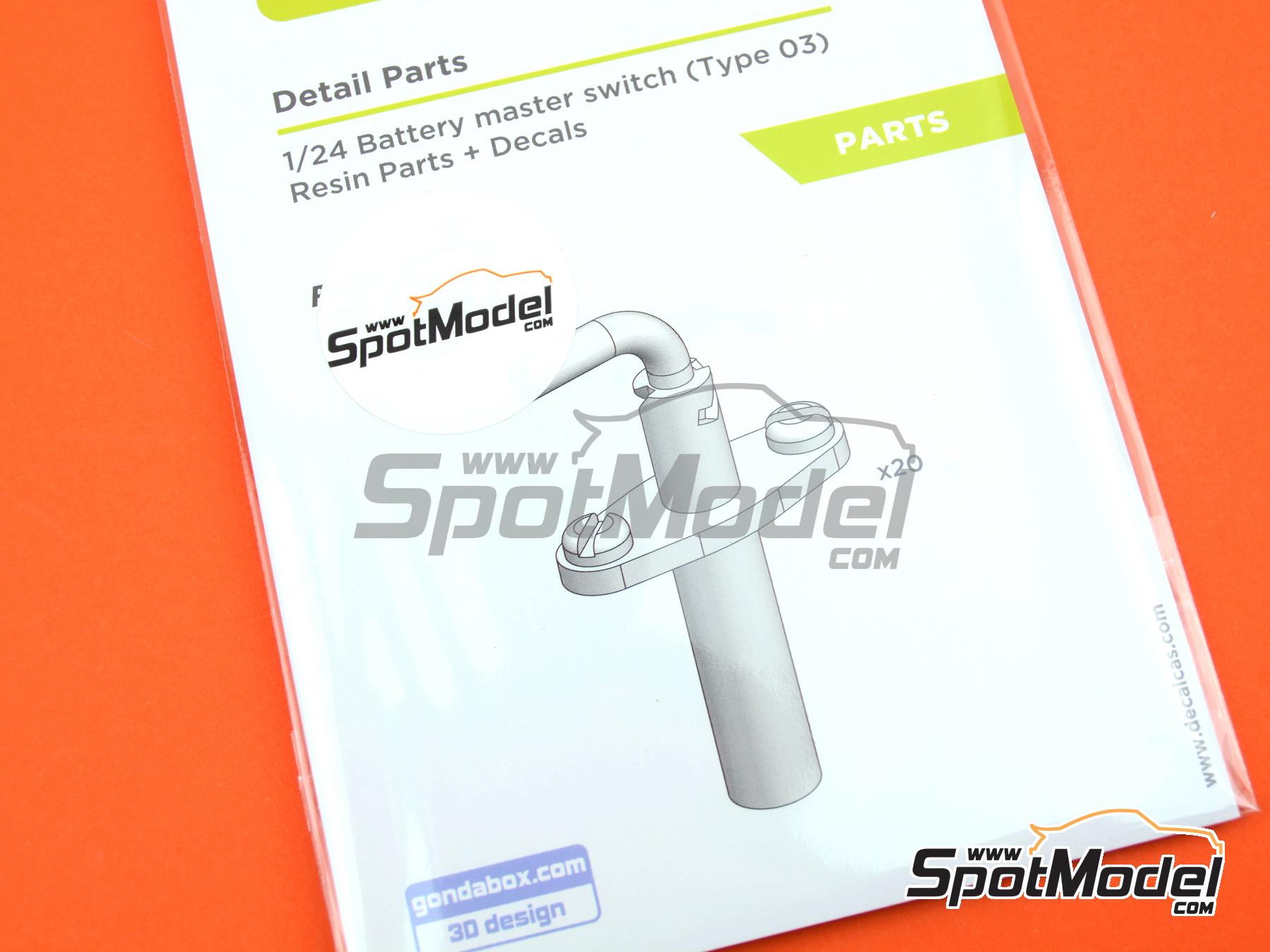 Image 12: Llave de palanca de corte eléctrico de batería - Tipo 3 | Detalle en escala 1/24 fabricado por Decalcas (ref. DCL-PAR119)