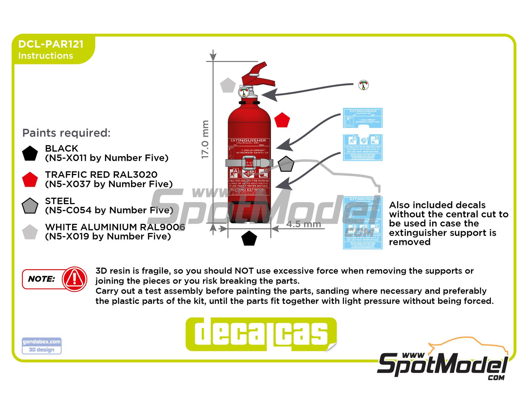 Image 10: Hand fire extinguisher - Type01 | Fire extinguisher in 1/24 scale manufactured by Decalcas (ref.&nbsp;DCL-PAR121)