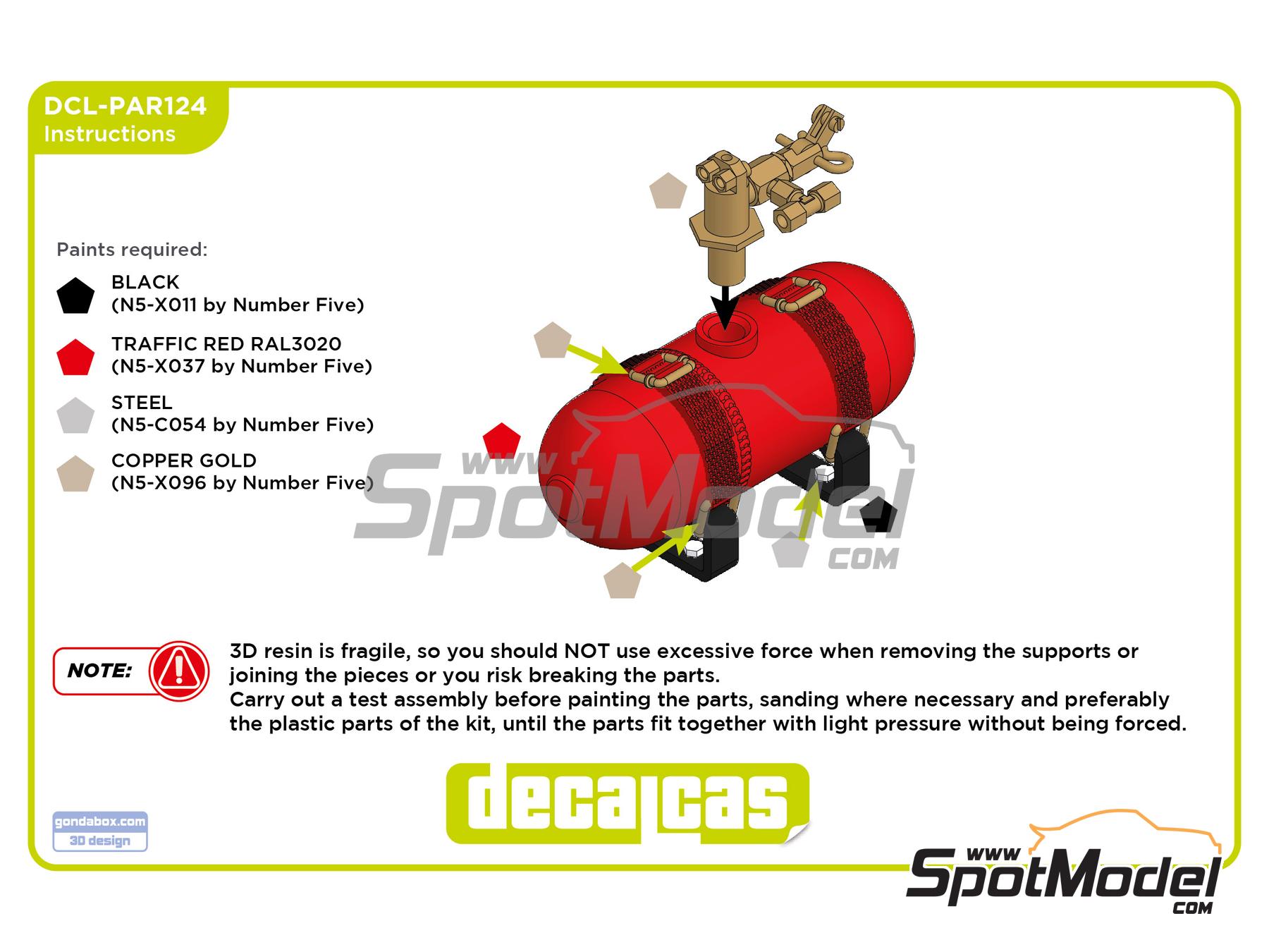 Image 12: Extintor Heinzmann - Heinzmann extinguisher | Extintor en escala&nbsp;1/24 fabricado por Decalcas (ref.&nbsp;DCL-PAR124)