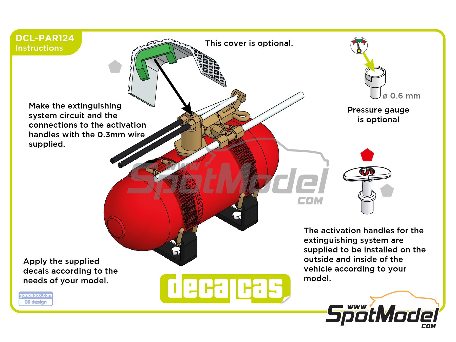 Image 13: Extintor Heinzmann - Heinzmann extinguisher | Extintor en escala&nbsp;1/24 fabricado por Decalcas (ref.&nbsp;DCL-PAR124)