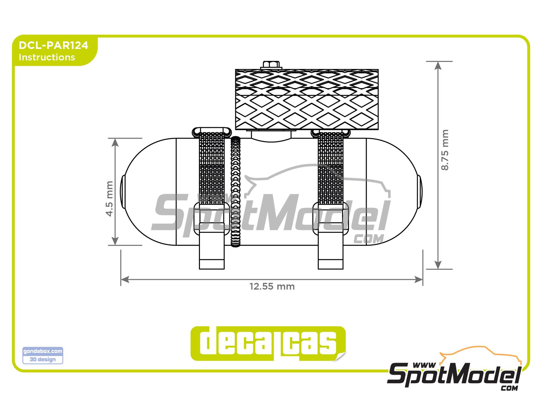 Image 14: Extintor Heinzmann - Heinzmann extinguisher | Extintor en escala&nbsp;1/24 fabricado por Decalcas (ref.&nbsp;DCL-PAR124)