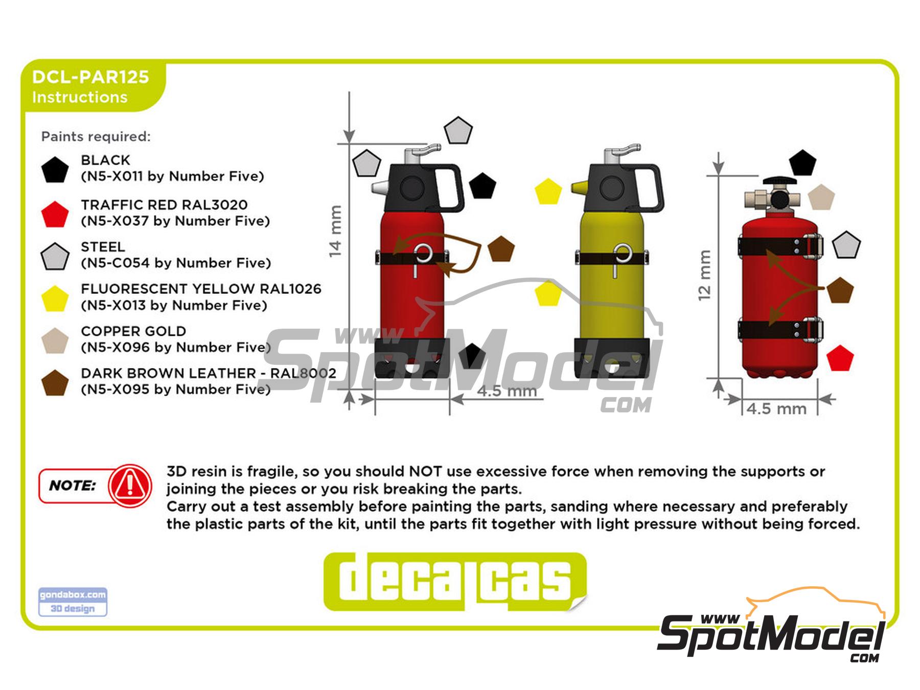 Image 10: Extintor Ci-O-Due para Lancia Stratos | Extintor en escala&nbsp;1/24 fabricado por Decalcas (ref.&nbsp;DCL-PAR125)