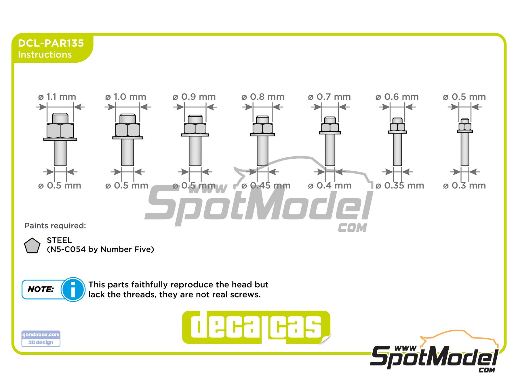 Image 7: Bolt with Nut and washer - Type 1 - 0.5 - 1.1 mm | Fasteners manufactured by Decalcas (ref. DCL-PAR135)