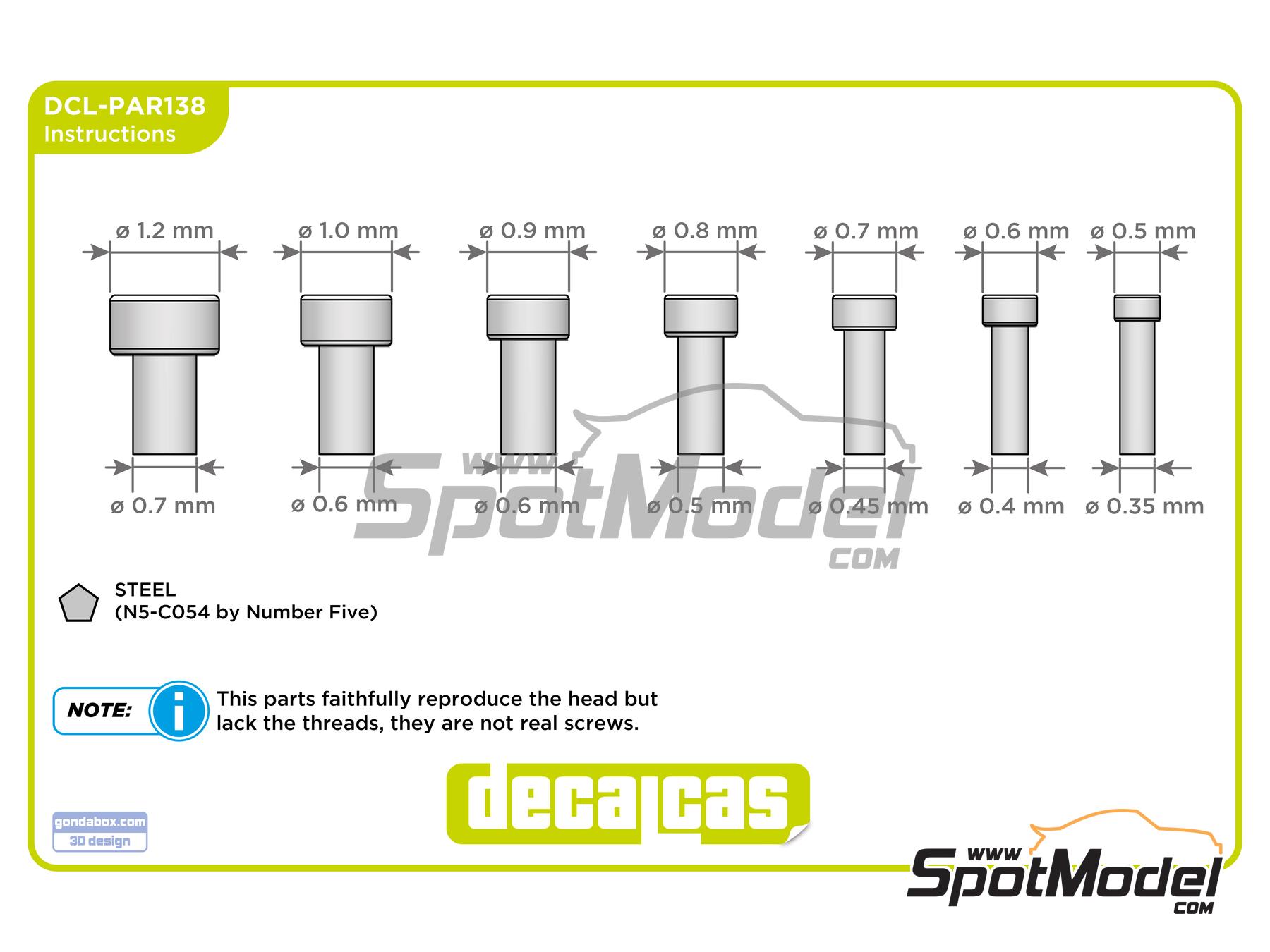Image 7: Hex socket head cap 0.5 - 1.2 mm | Fasteners manufactured by Decalcas (ref. DCL-PAR138)