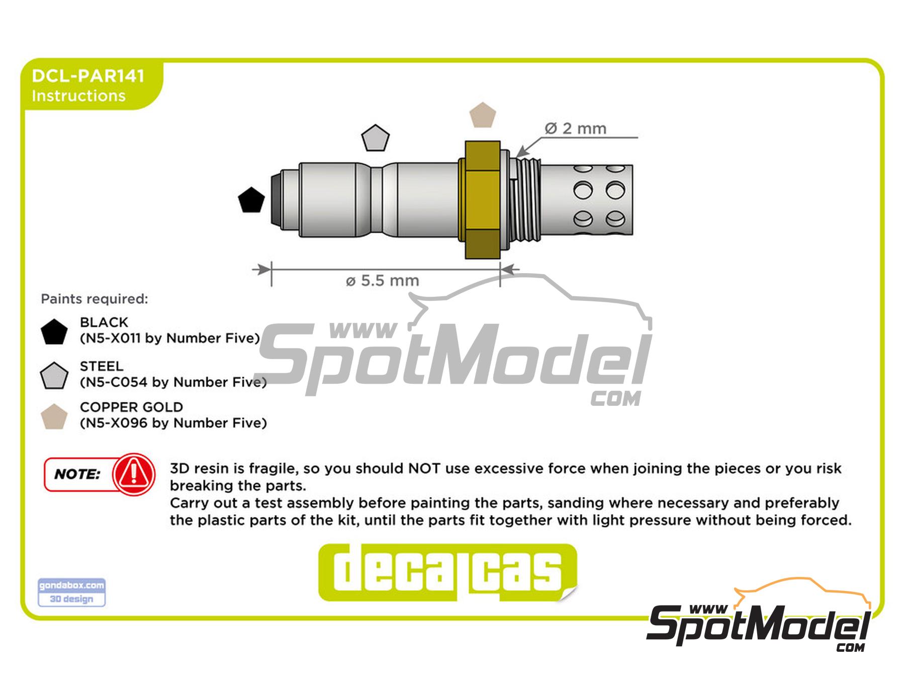 Image 7: Lambda probe - Type 1 | Detail in 1/9 scale manufactured by Decalcas (ref.&nbsp;DCL-PAR141)