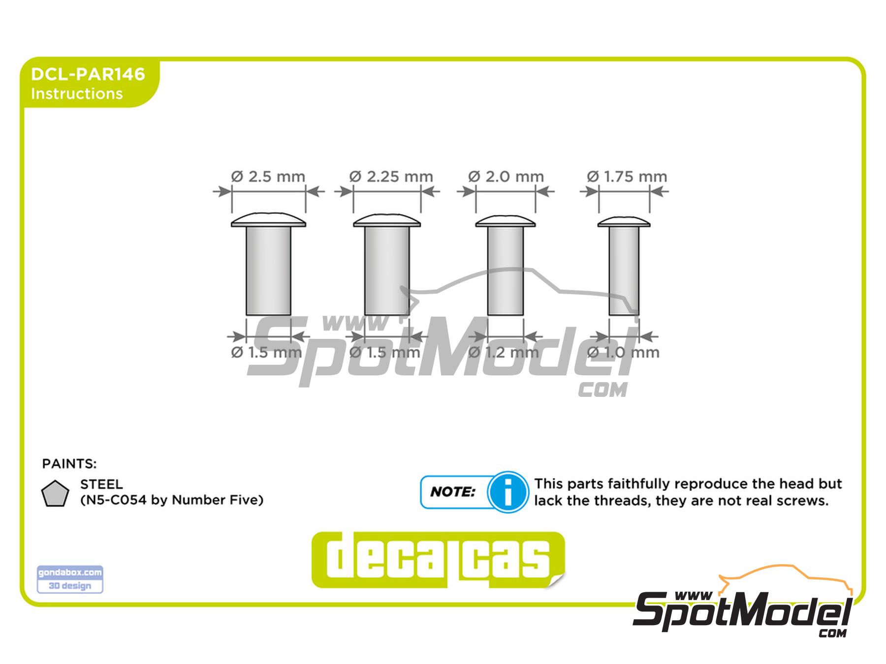 Image 6: Cabezas de tornillos redondos anchos con ranura hexagonal - Fairing screws hex socket head 1.75 - 2.5 mm | Tornillos fabricado por Decalcas (ref.&nbsp;DCL-PAR146)