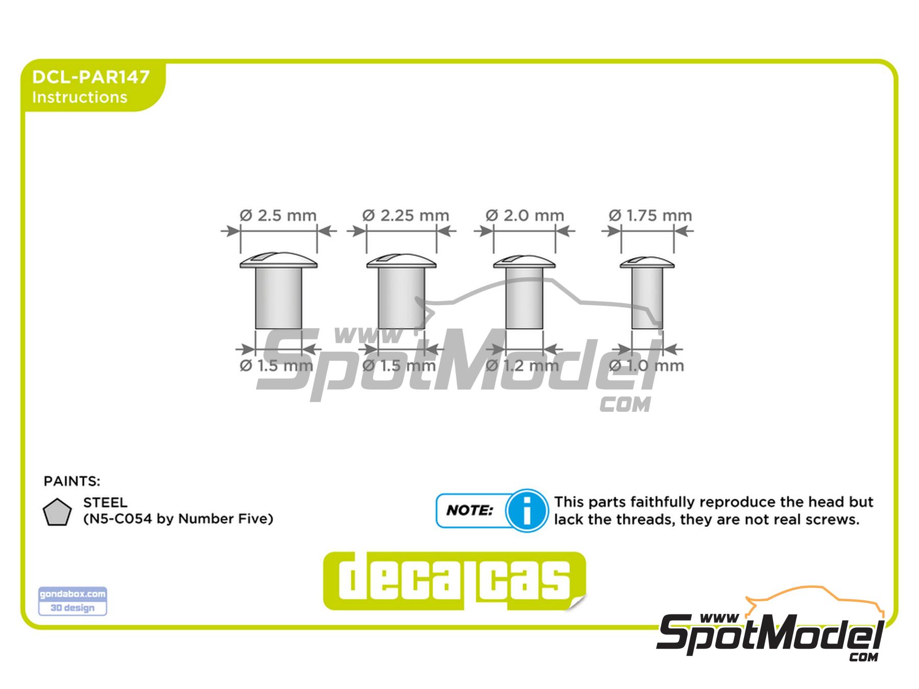 Image 6: Slotted large raised cheese head screws 1.75 - 2.5 mm | Fasteners manufactured by Decalcas (ref.&nbsp;DCL-PAR147)