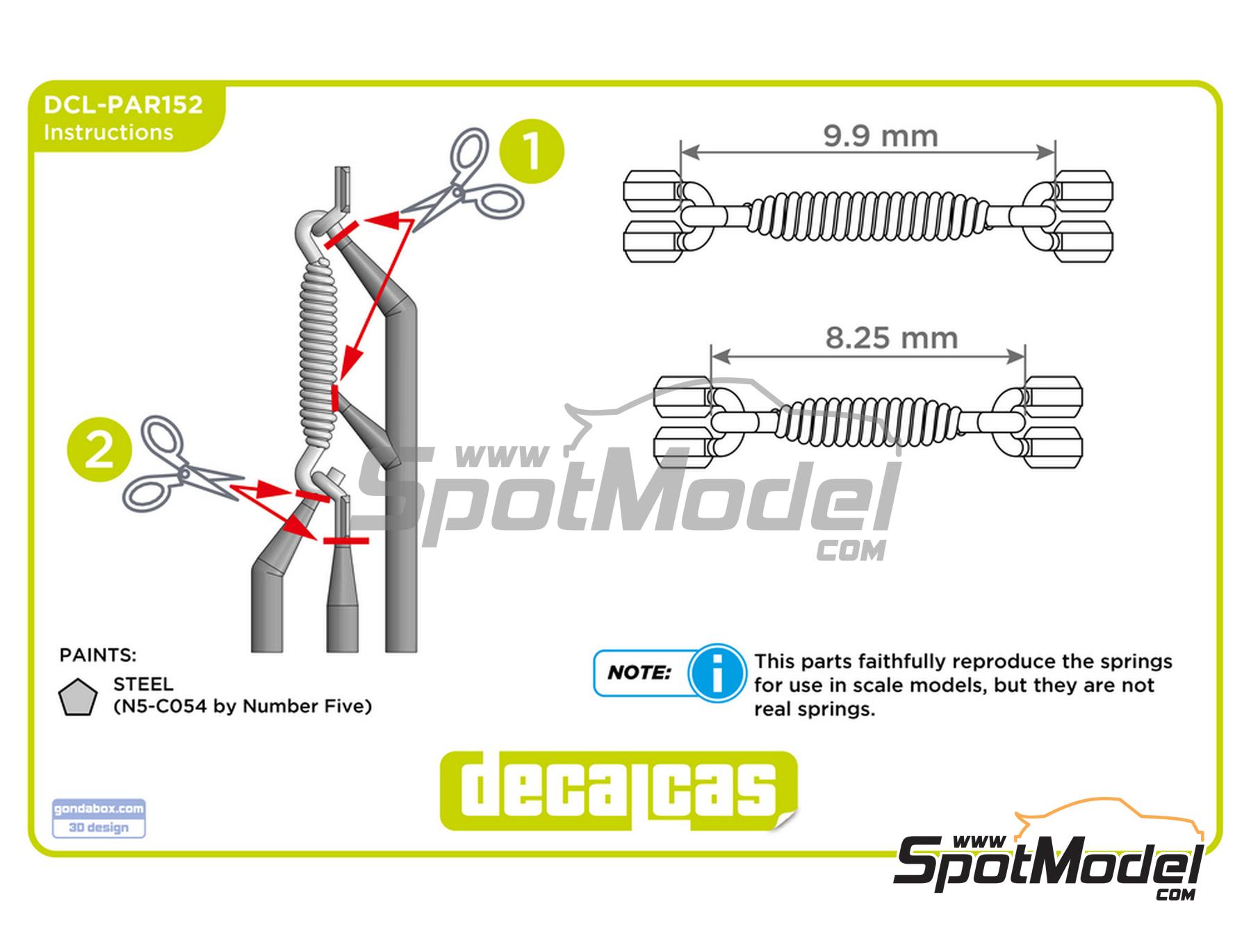 Image 6: Long and short springs for exhausts | Detail in 1/9 scale manufactured by Decalcas (ref. DCL-PAR152)