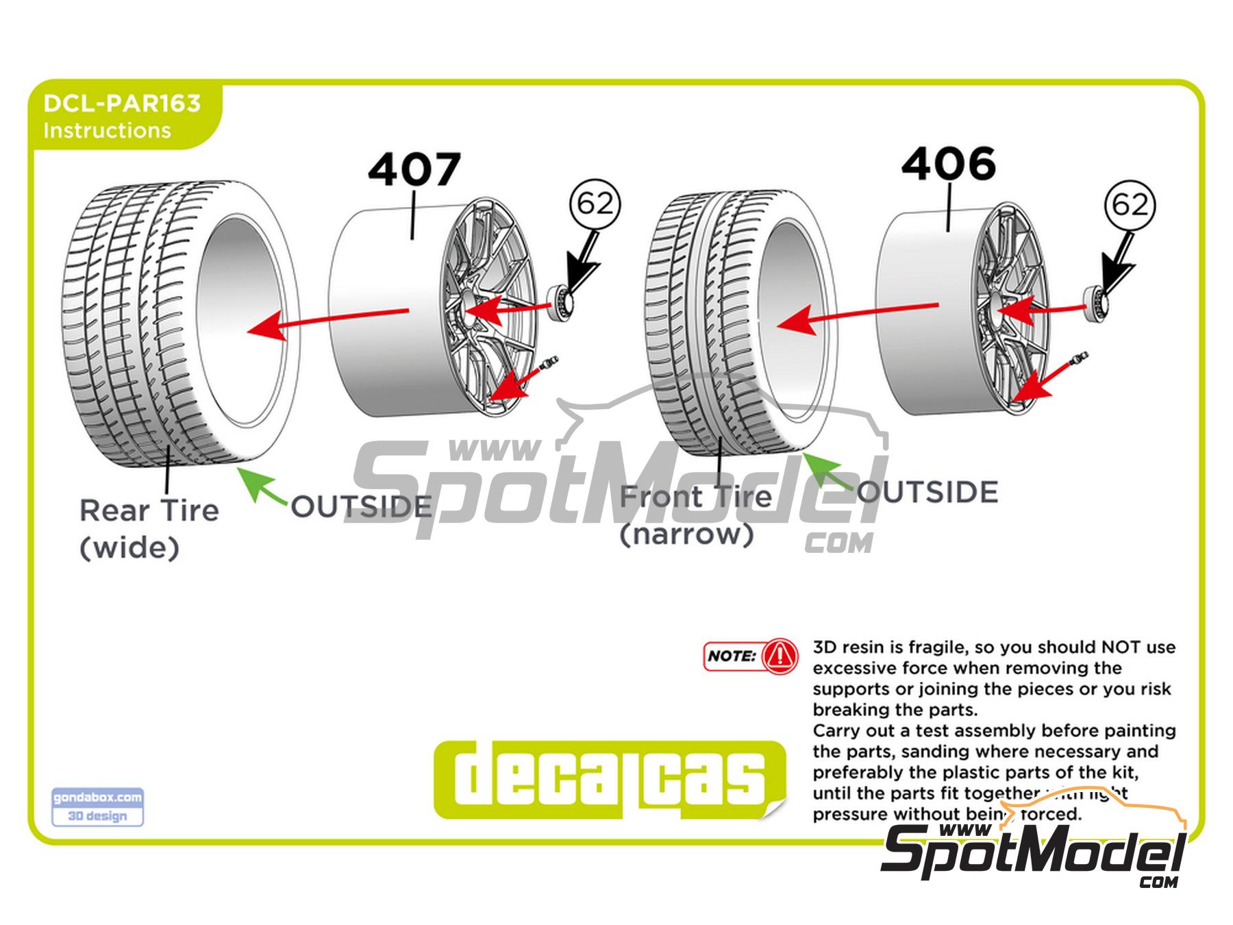 Image 7: Forged aluminium rims for Porsche 911 992 GT3 RS | Rims in 1/24 scale manufactured by Decalcas (ref. DCL-PAR163)