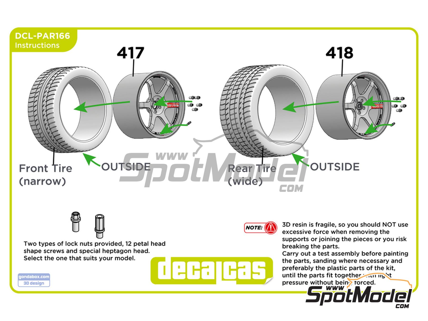 Image 12: Volk Racing Rays TE37-SL | Rims in 1/24 scale manufactured by Decalcas (ref.&nbsp;DCL-PAR166)
