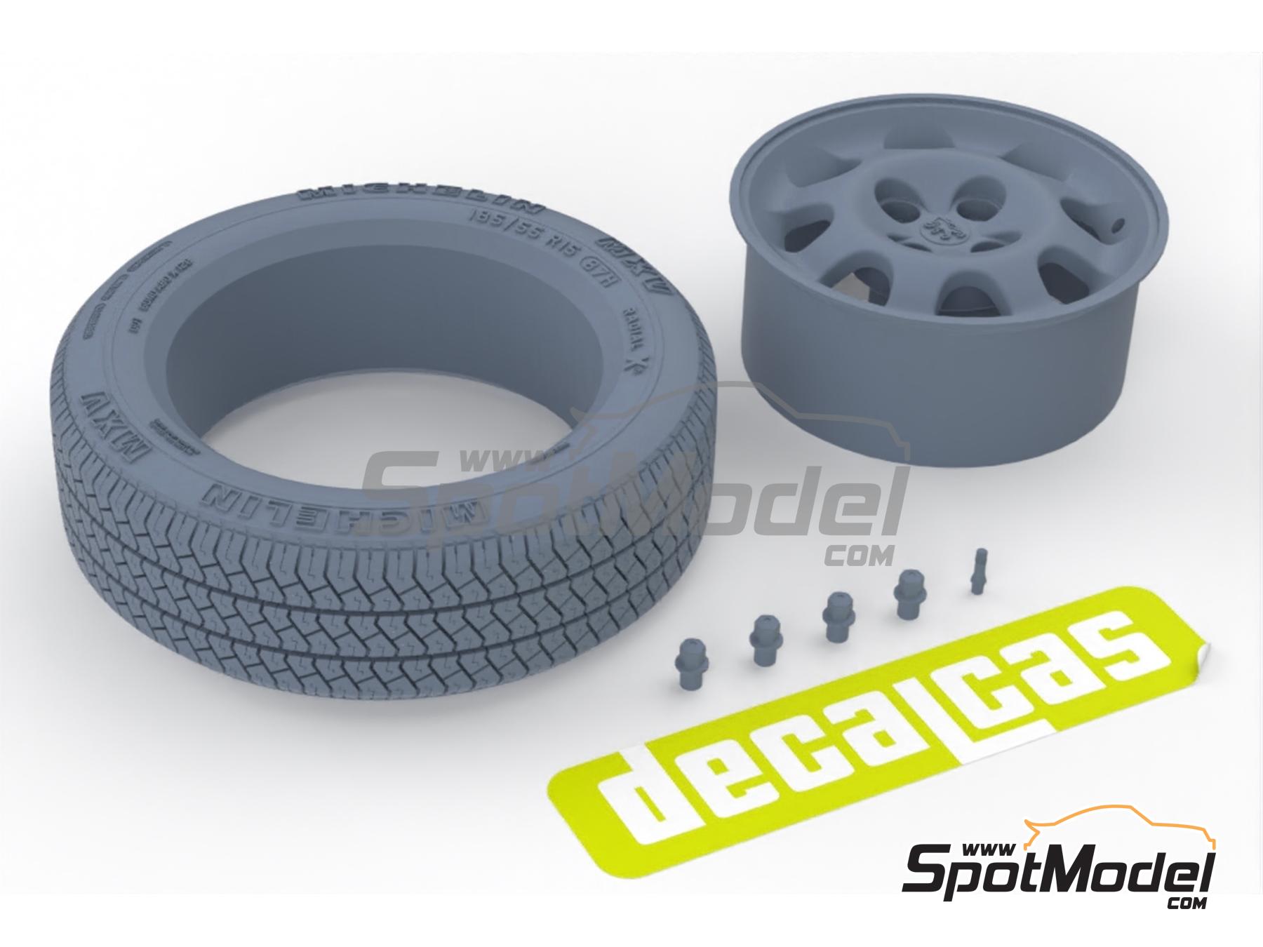 Image 5: Speedline de 15 pulgadas con neum&aacute;ticos Michelin MXV para Peugeot 205 GTI | Set de llantas y neum&aacute;ticos en escala&nbsp;1/24 fabricado por Decalcas (ref.&nbsp;DCL-PAR180)