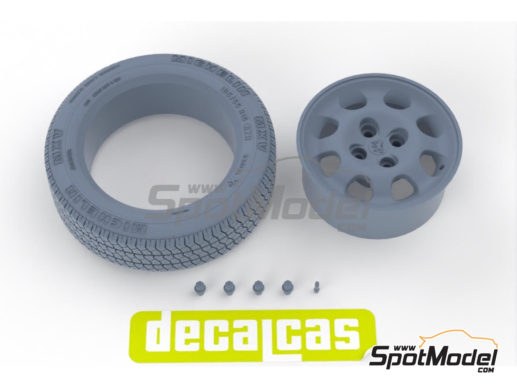 Image 6: Speedline de 15 pulgadas con neum&aacute;ticos Michelin MXV para Peugeot 205 GTI | Set de llantas y neum&aacute;ticos en escala&nbsp;1/24 fabricado por Decalcas (ref.&nbsp;DCL-PAR180)