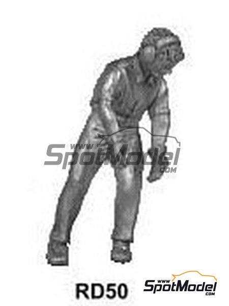 Mecanico sujetando neumatico | Figura en escala 1/43 fabricado por Denizen (ref. RD050) image