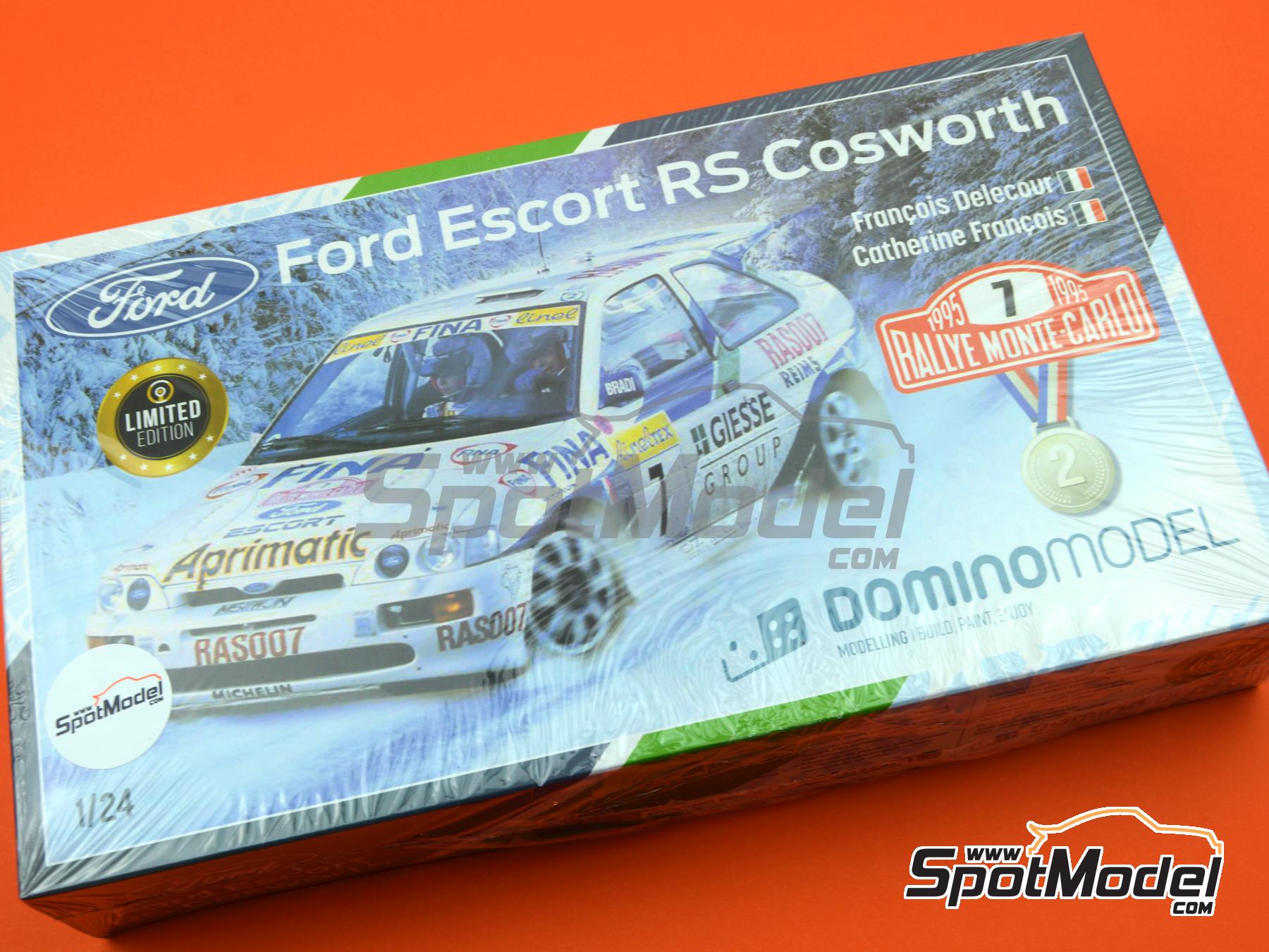 Image 11: Ford Escort RS Cosworth patrocinado por Giesse, Aprimatic - Rally de Monte Carlo - Rallye Automobile de Monte-Carlo 1995 | Maqueta de coche en escala 1/24 fabricado por Domino (ref. FCD001, tambien 9791038024915)