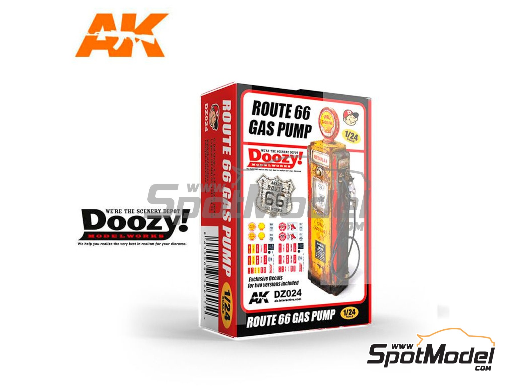 Image 1: Surtidor de gasolina Ruta 66 | Maqueta en escala&nbsp;1/24 fabricado por Doozy Modelworks (ref.&nbsp;DZ024, tambien 8435568306172)