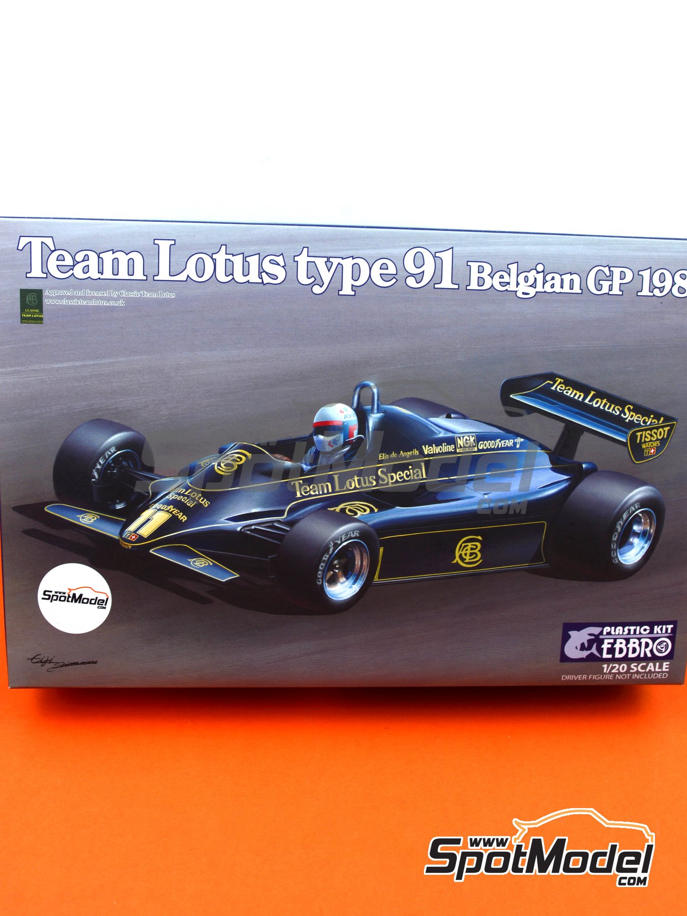 Ebbro 20019 Team Lotus Type 91 Belgian GP 1982 1/20 scale plastic model kit 