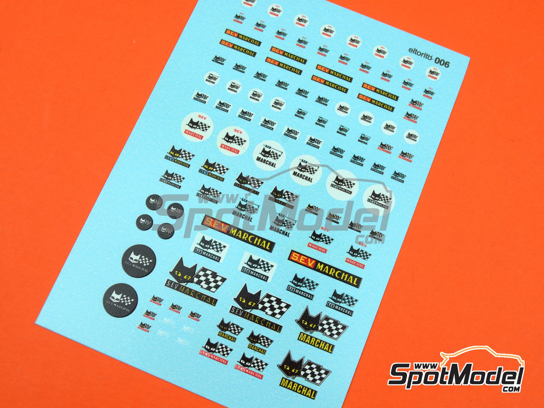 Image 1: S.E.V. Marchal | Logotypes in 1/24 scale manufactured by El Torito (ref.&nbsp;ELTORITO006)