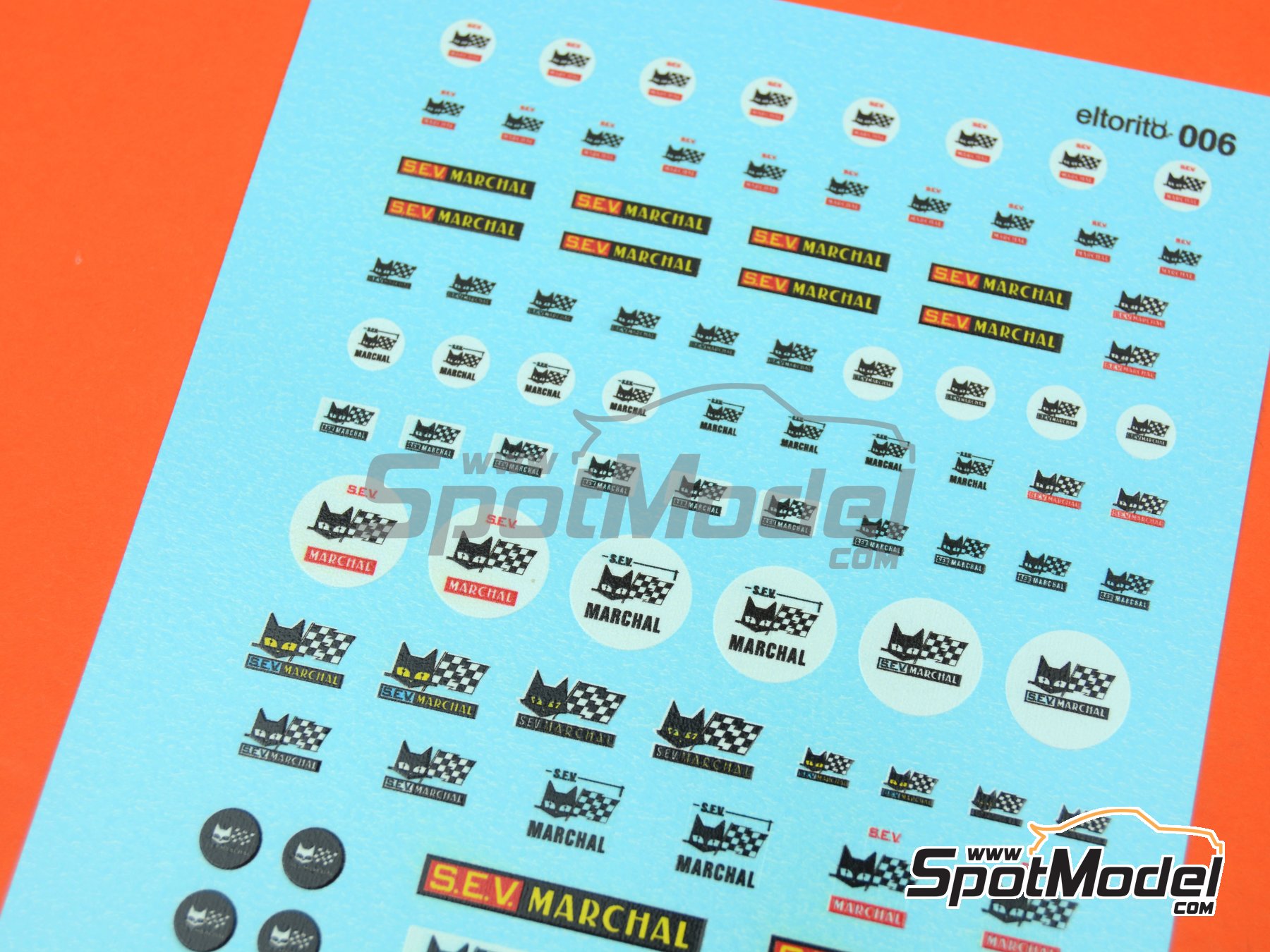 Image 2: S.E.V. Marchal | Logotypes in 1/24 scale manufactured by El Torito (ref.&nbsp;ELTORITO006)