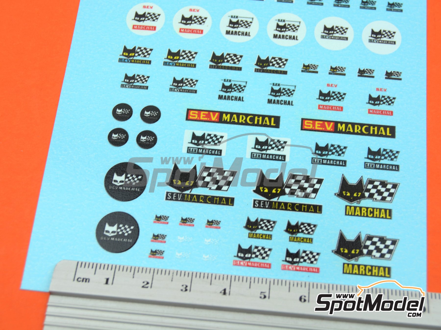 Image 9: S.E.V. Marchal | Logotypes in 1/24 scale manufactured by El Torito (ref.&nbsp;ELTORITO006)