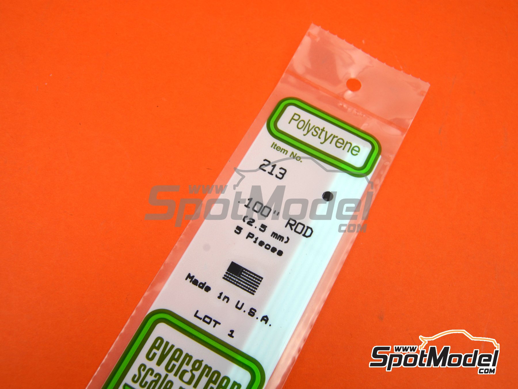 2.5 mm Evergreen Styrene 243-3 x 0.100" Dia Half Round x 14"/355mm Long 1stP 