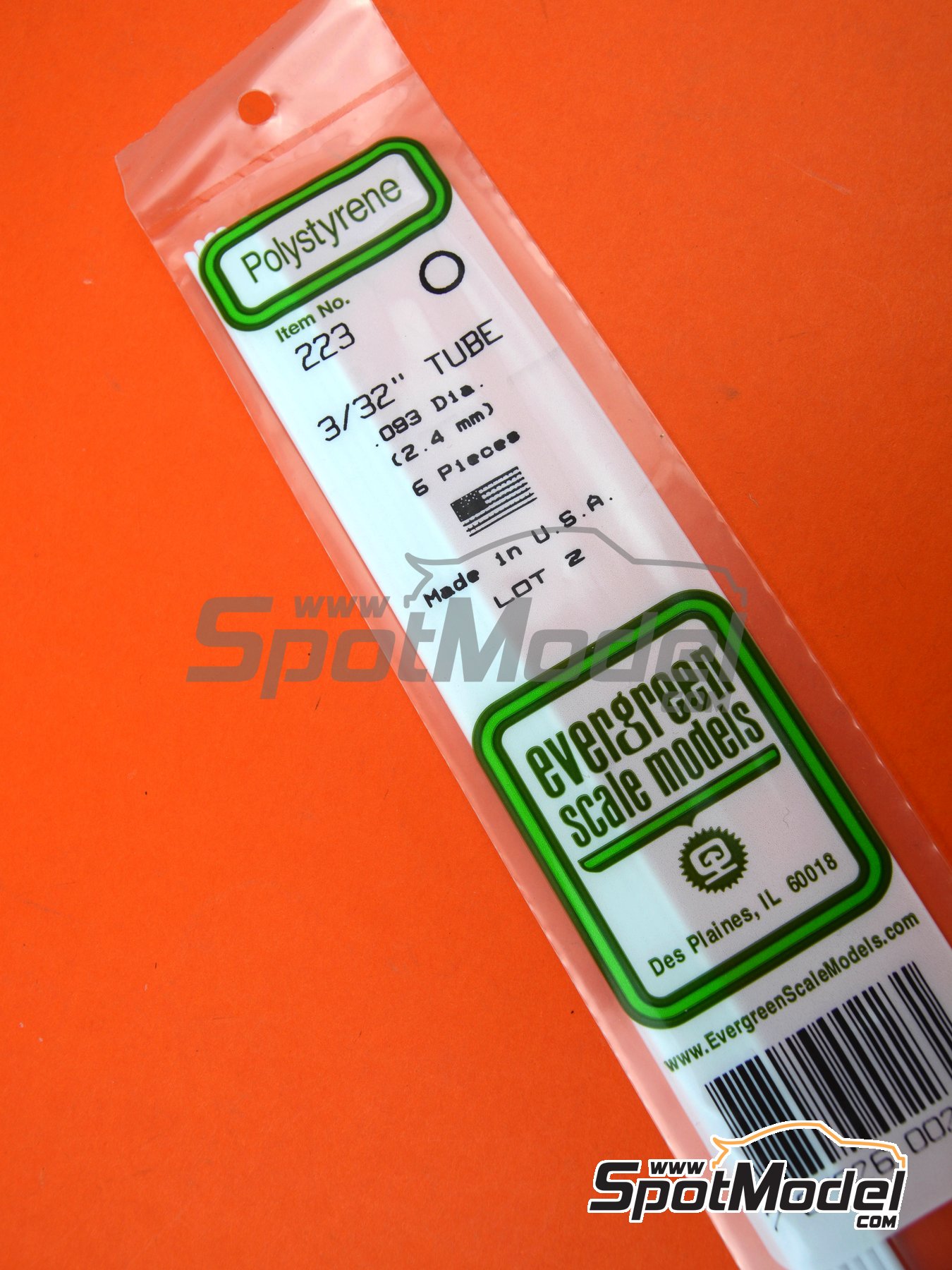 EG228 Evergreen Plastics 1/4" 0.250" Tubes Pack of 3" 