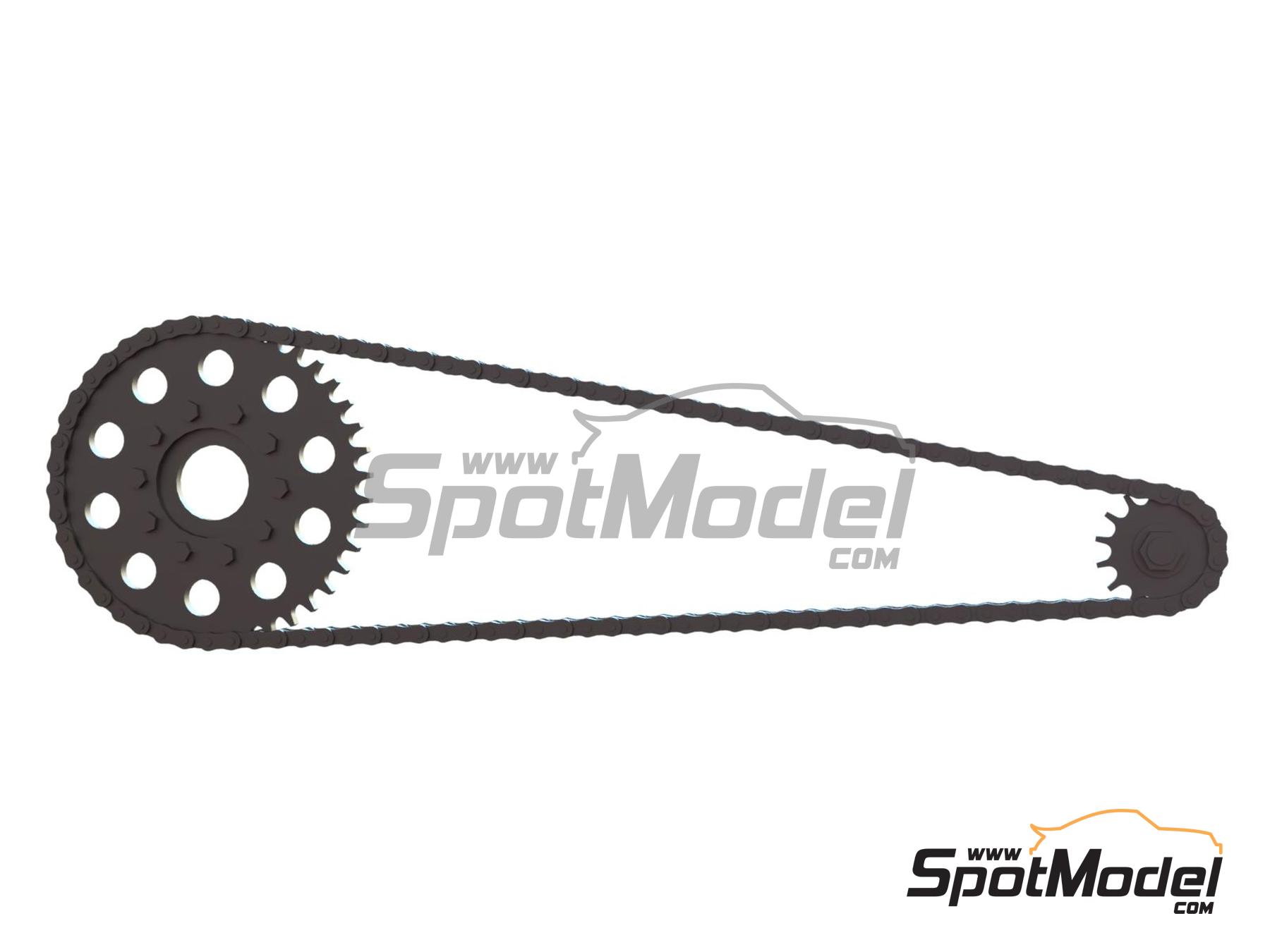 Image 1: Yamaha YZR500 | Chain set in 1/12 scale manufactured by Falcon Scale Models (ref.&nbsp;FSM17, also FSM017)