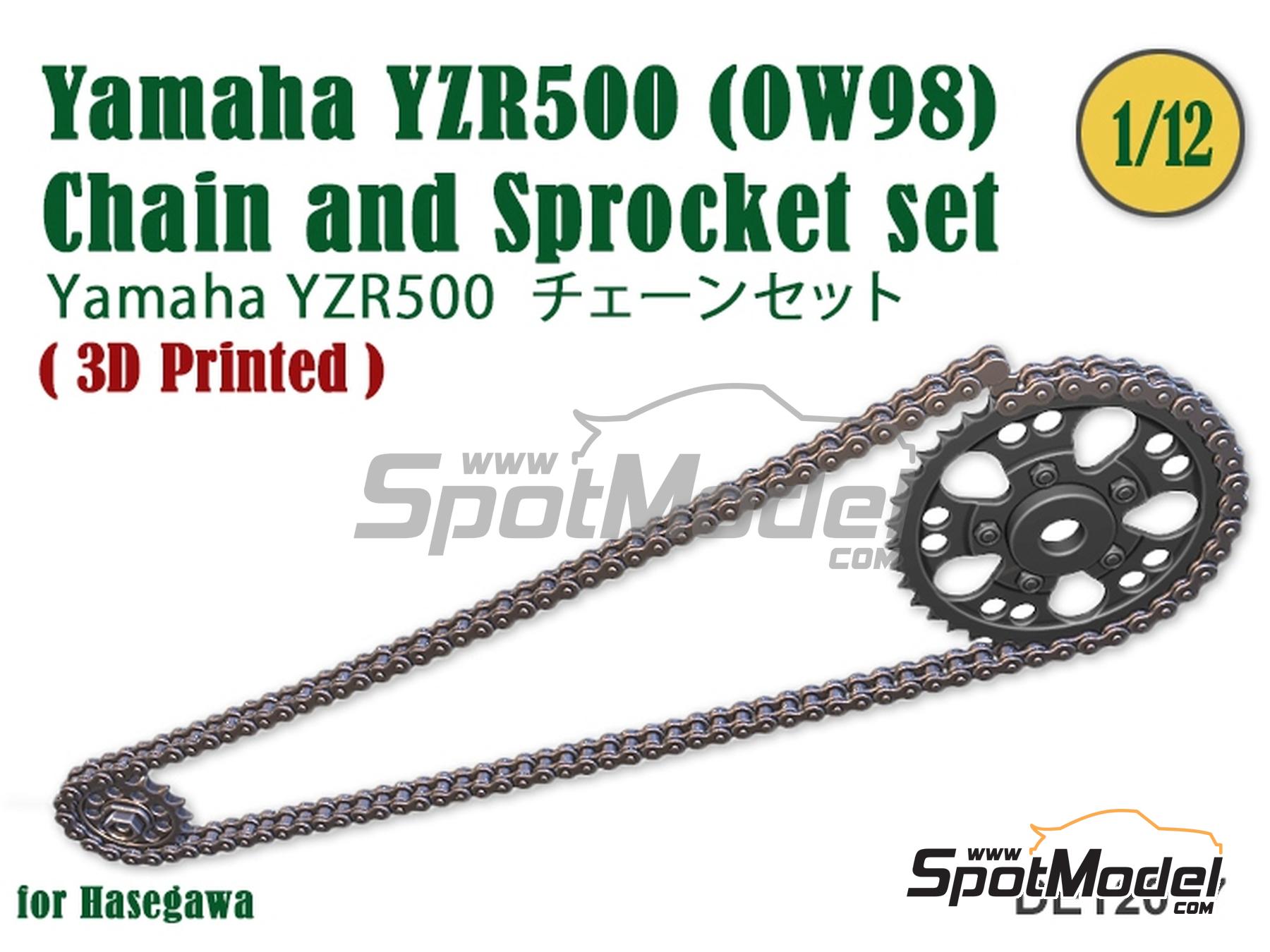Image 1: Yamaha YZR500 (0W98) | Chain set in 1/12 scale manufactured by Fat Frog Models (ref.&nbsp;DE12017)