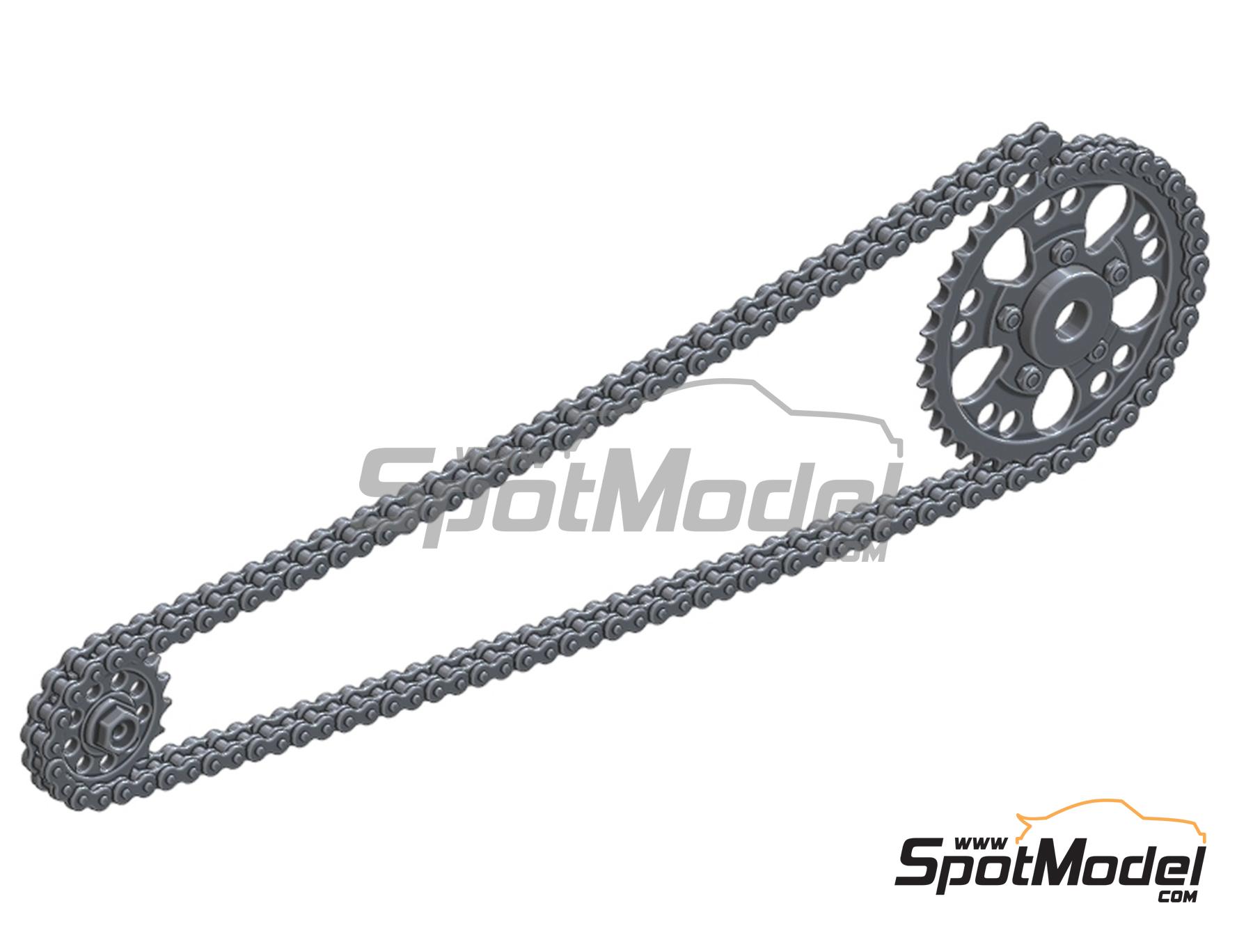 Image 4: Yamaha YZR500 (0W98) | Chain set in 1/12 scale manufactured by Fat Frog Models (ref.&nbsp;DE12017)