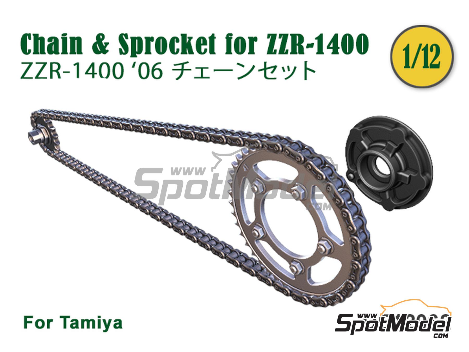 Image 1: Kawasaki ZZR 1400 | Chain set in 1/12 scale manufactured by Fat Frog Models (ref.&nbsp;DE12062)
