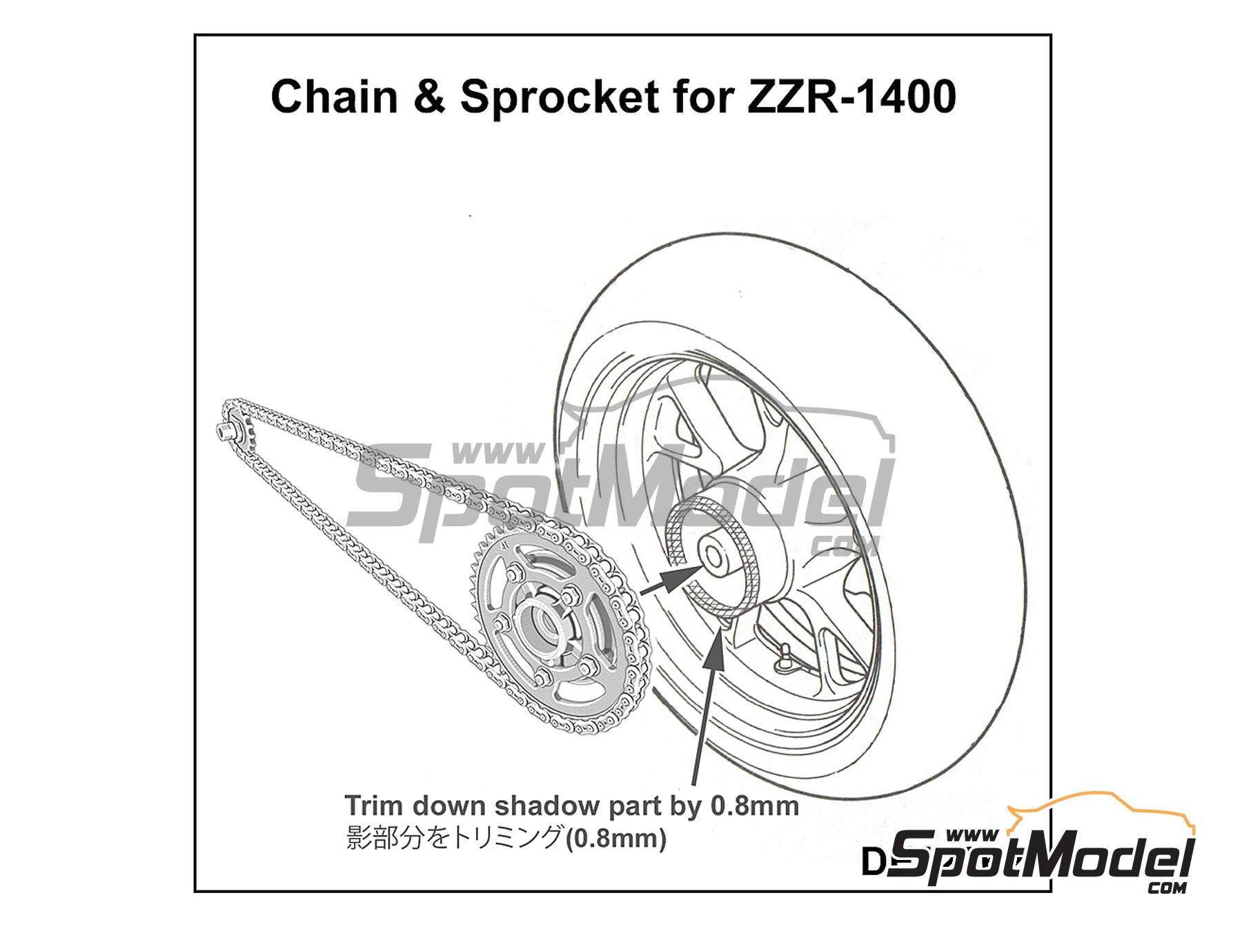 Image 2: Kawasaki ZZR 1400 | Chain set in 1/12 scale manufactured by Fat Frog Models (ref.&nbsp;DE12062)