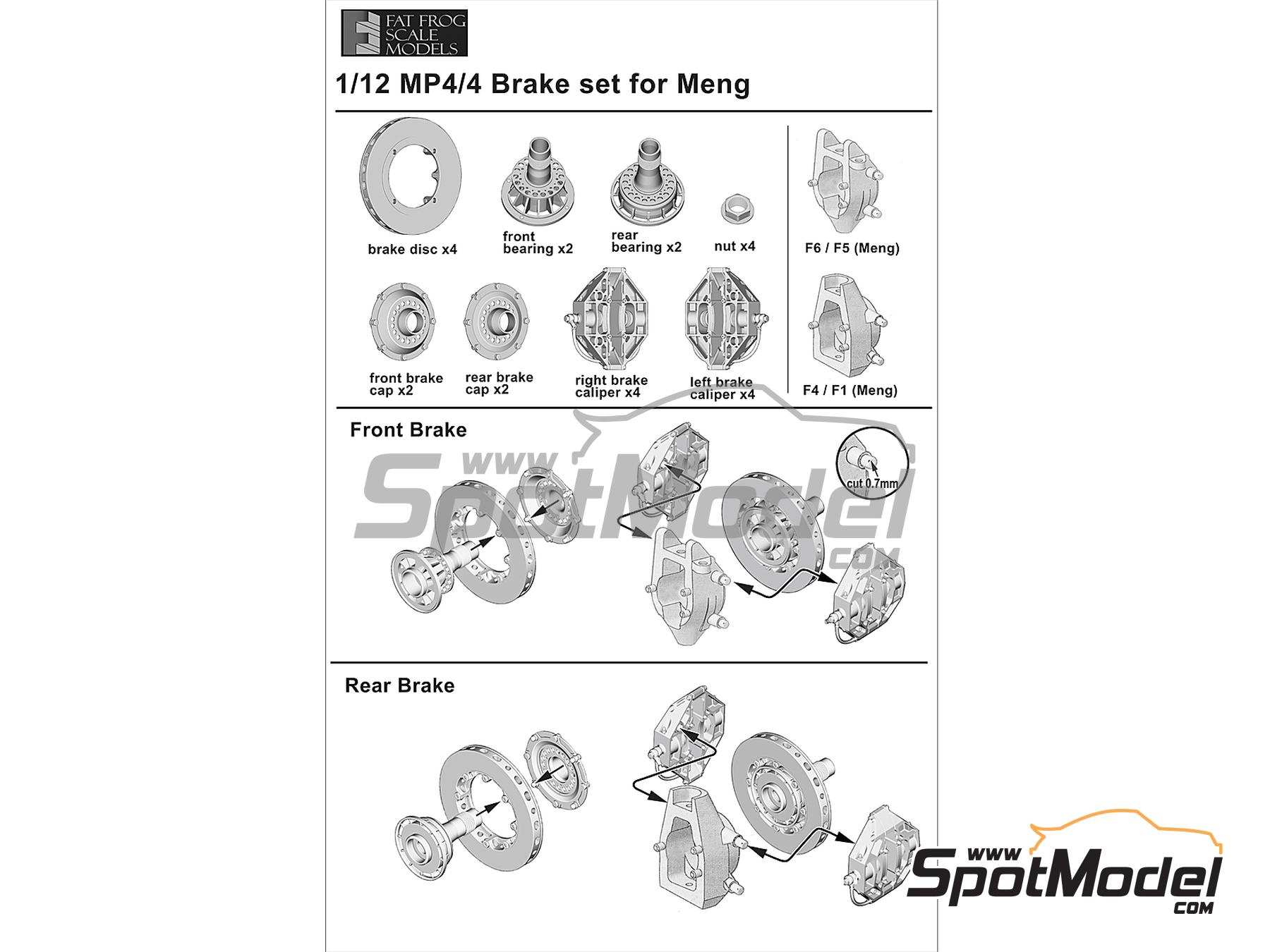 Image 7: Brake set for McLaren Honda MP4/4 (Meng) -  1988 | Brakes in 1/12 scale manufactured by Fat Frog Models (ref.&nbsp;DE12065, also 4897049120655)