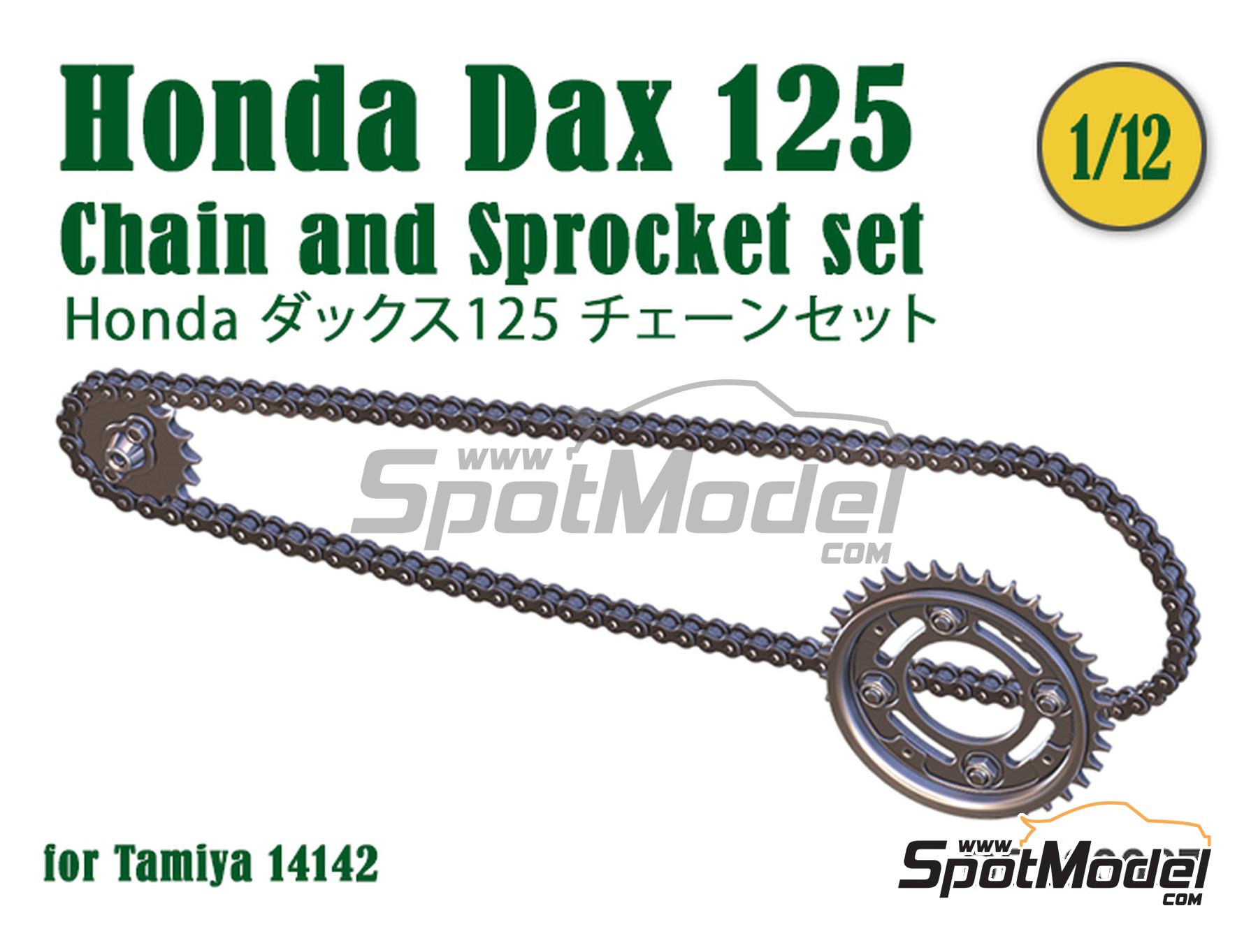 Image 1: Honda Dax 125 | Chain set in 1/12 scale manufactured by Fat Frog Models (ref.&nbsp;DE12087)