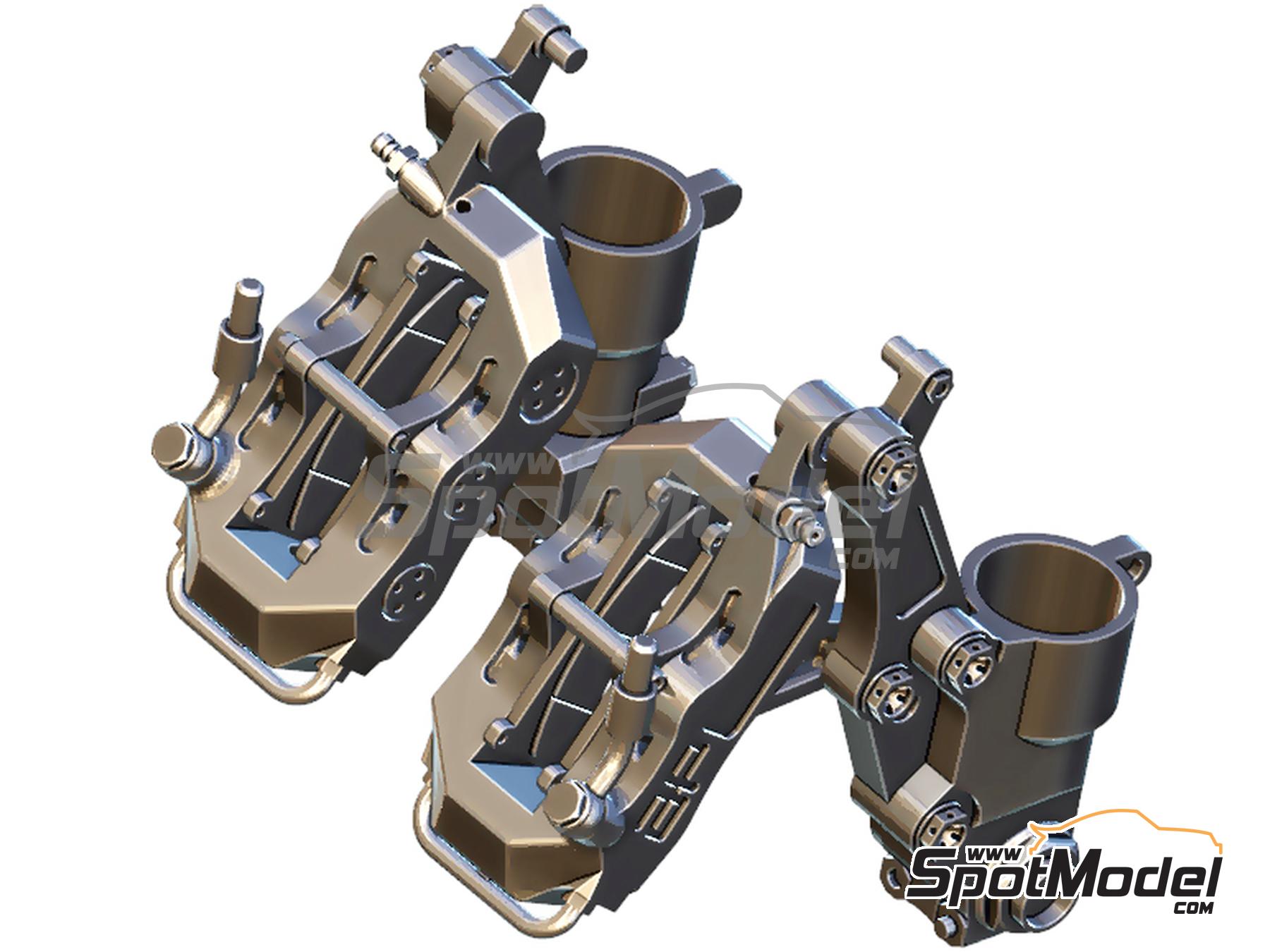 Image 2: Front brake calipers and Handle bar for Suzuki RGV500 1993 | Detail up set in 1/12 scale manufactured by Fat Frog Models (ref.&nbsp;DE12091, also 4897049120914)