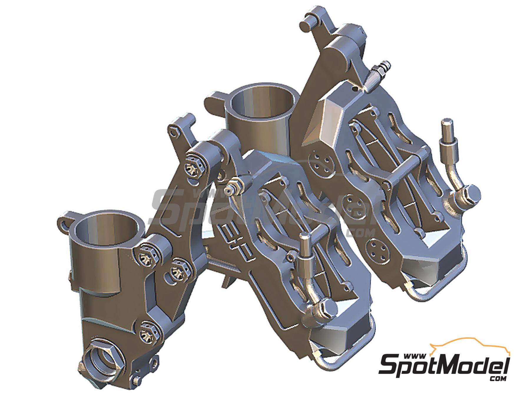 Image 3: Front brake calipers and Handle bar for Suzuki RGV500 1993 | Detail up set in 1/12 scale manufactured by Fat Frog Models (ref.&nbsp;DE12091, also 4897049120914)