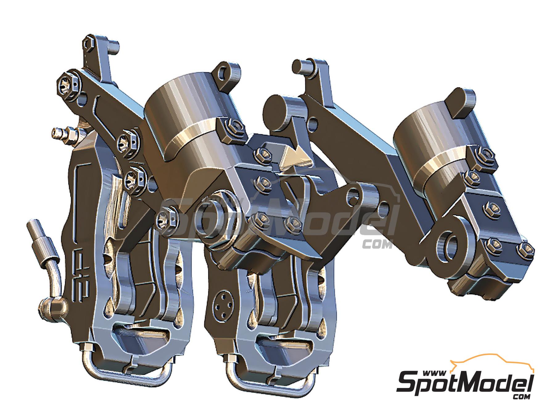 Image 4: Front brake calipers and Handle bar for Suzuki RGV500 1993 | Detail up set in 1/12 scale manufactured by Fat Frog Models (ref.&nbsp;DE12091, also 4897049120914)