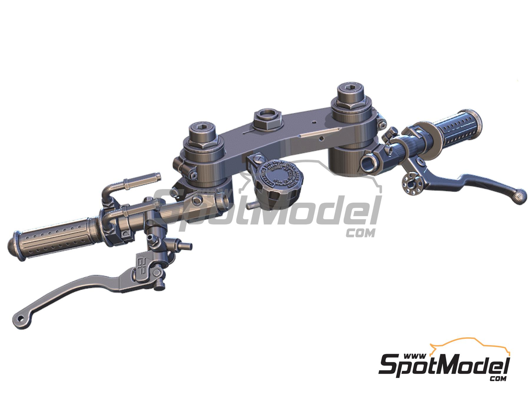 Image 5: Front brake calipers and Handle bar for Suzuki RGV500 1993 | Detail up set in 1/12 scale manufactured by Fat Frog Models (ref.&nbsp;DE12091, also 4897049120914)