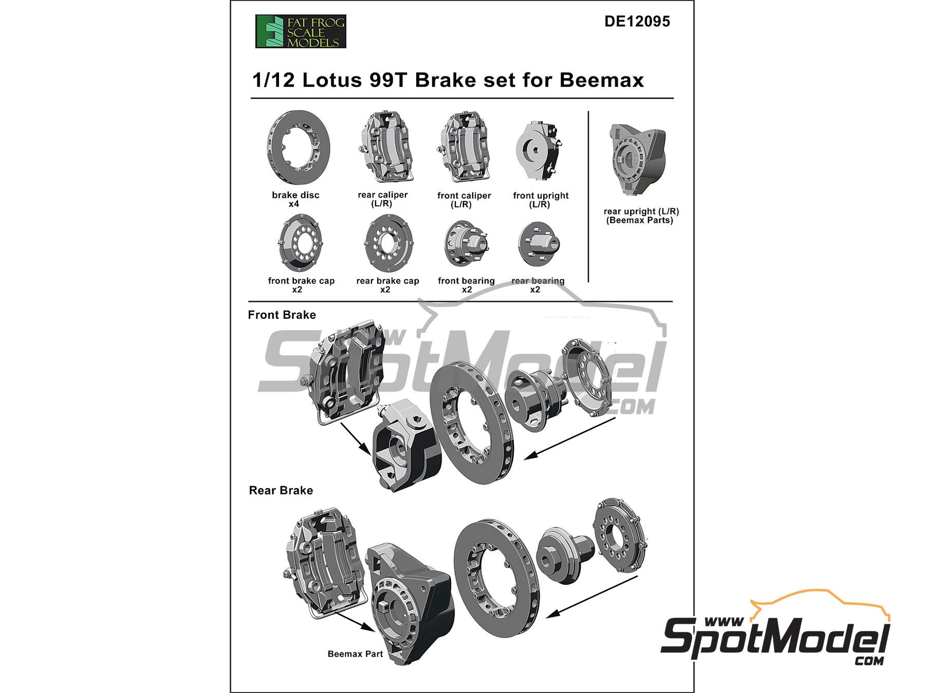 Image 2: Brake set for Lotus Honda 99T -  1987 | Brakes in 1/12 scale manufactured by Fat Frog Models (ref.&nbsp;DE12095, also 4897049120952)