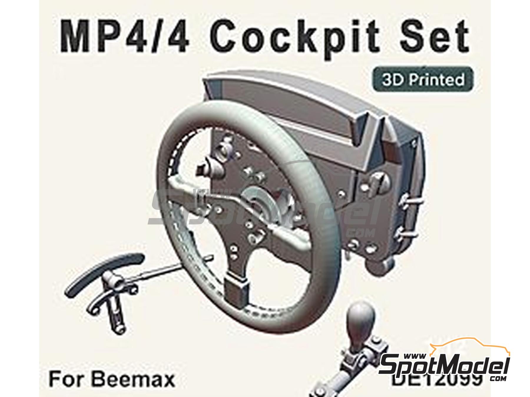 Image 1: McLaren Honda MP4/4 (Beemax) -  1988 | Cockpit set in 1/12 scale manufactured by Fat Frog Models (ref.&nbsp;DE12099, also 4897049120990)