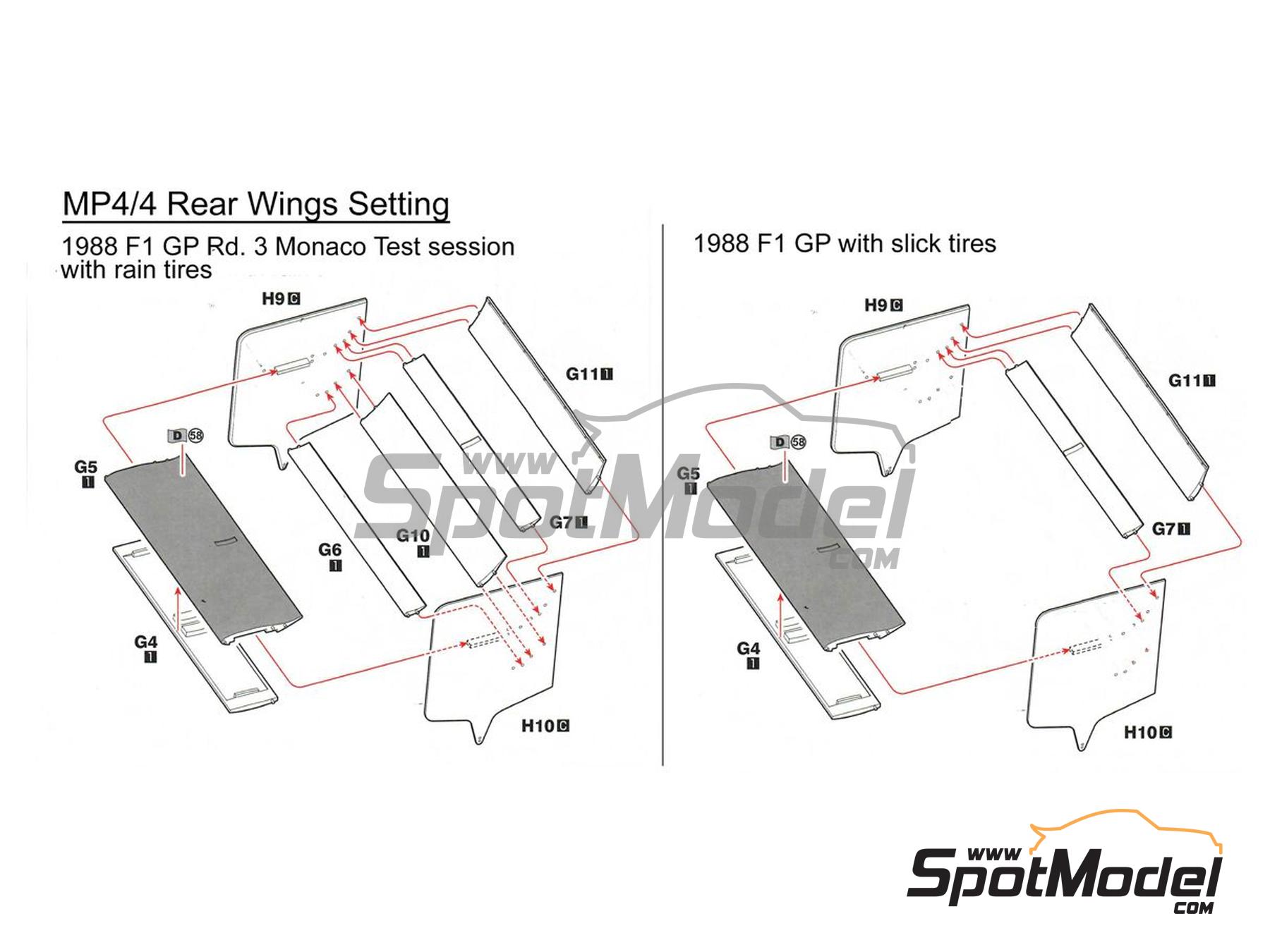 Image 3: McLaren Honda MP4/4 (Beemax) -  1988 | Rims in 1/12 scale manufactured by Fat Frog Models (ref.&nbsp;DE12105, also 4897049121058)