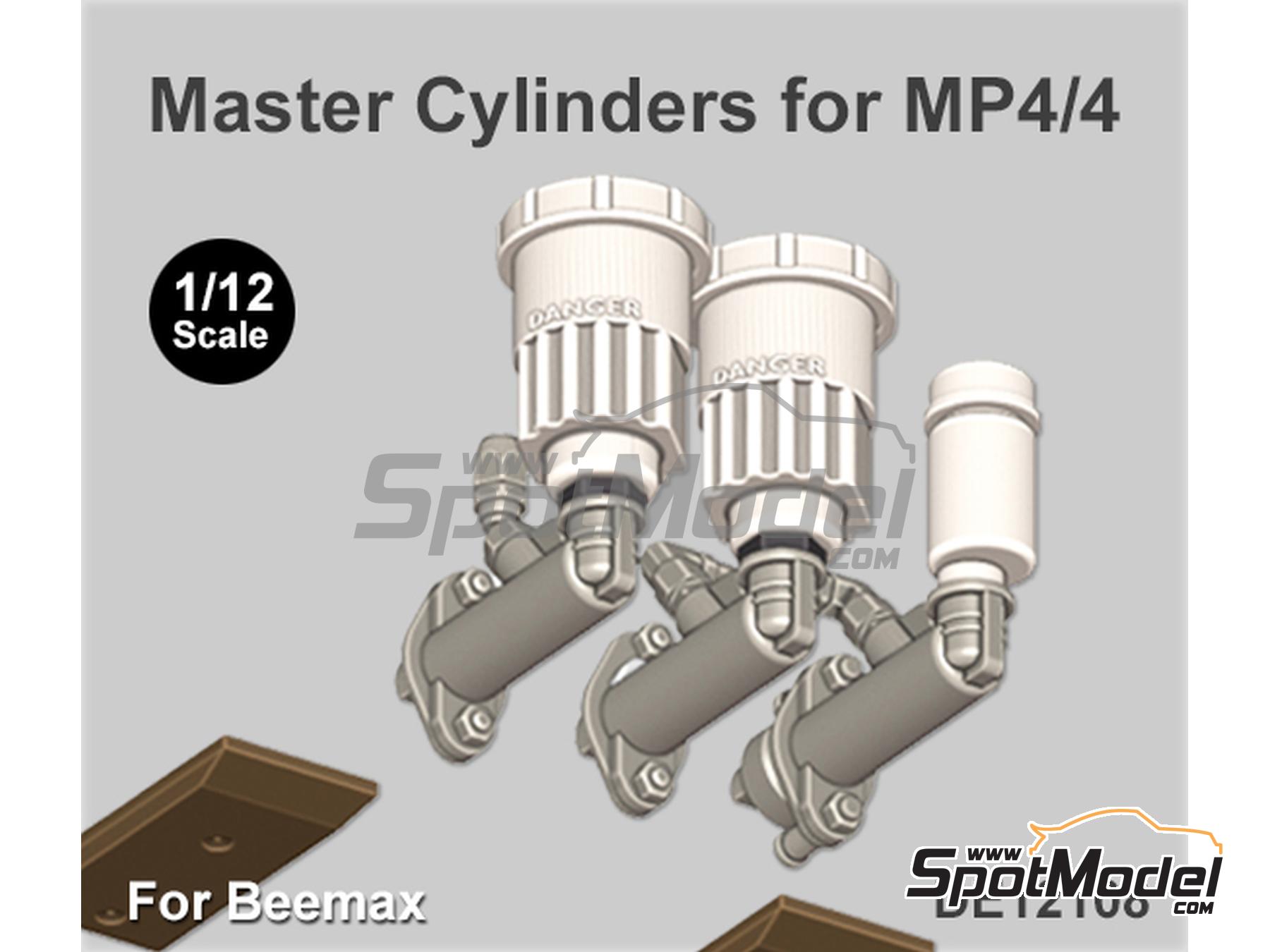 Image 1: Master Cylinders and Brake Fuild Bottles for McLaren Honda MP4/4 (Beemax) -  1988 | Detail in 1/12 scale manufactured by Fat Frog Models (ref.&nbsp;DE12108)