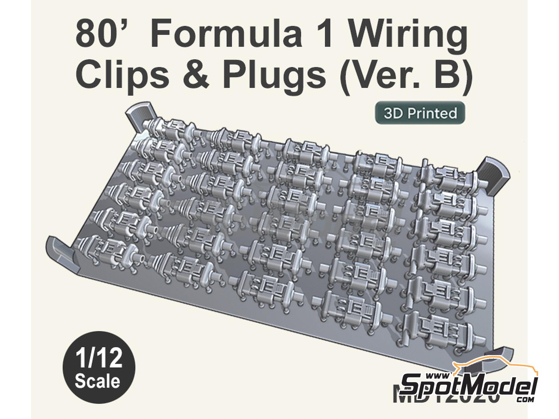 Image 1: Wiring clips and plugs for Formula 1 - 1980s - Version B | Detail in 1/12 scale manufactured by Fat Frog Models (ref.&nbsp;MD12020)