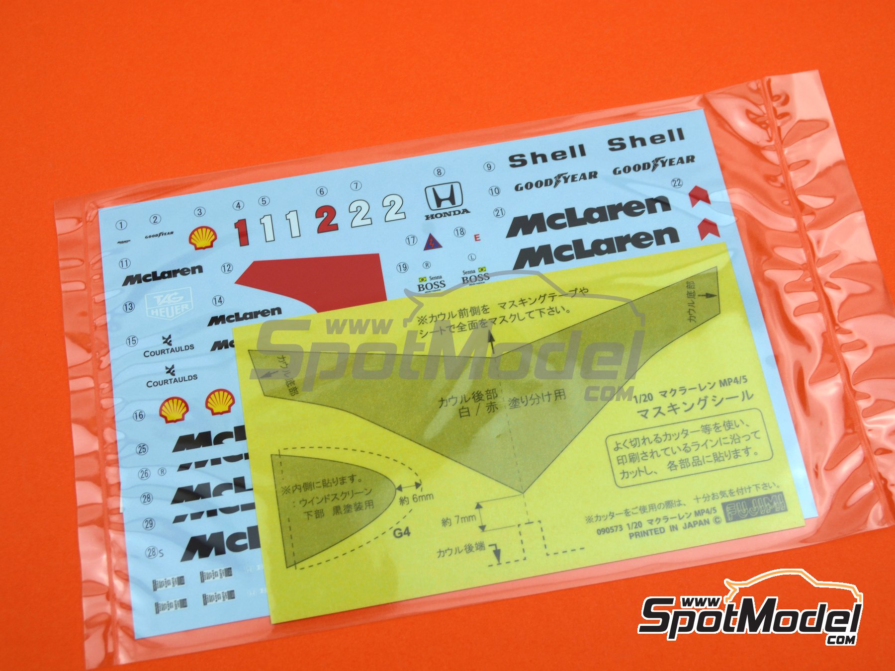 Image 10: McLaren Honda MP4/5 Equipo McLaren Racing Limited patrocinado por Marlboro Shell - Gran Premio de Fórmula 1 de España 1989 | Maqueta de coche en escala 1/20 fabricado por Fujimi (ref. FJ091938, tambien 4968728091938, 091938, 09193 y GP-1)