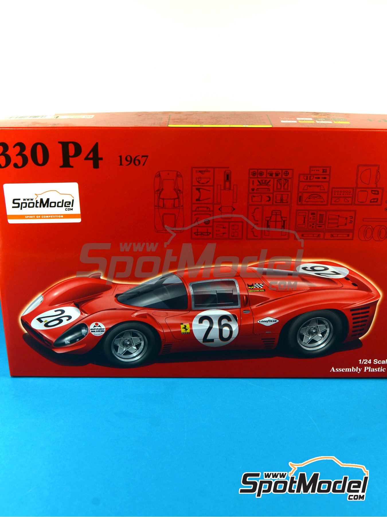 Ferrari 330 P4 N.A.R.T. Team sponsored by SEV Marchal - 24 Hours of Daytona  1967. Model car kit in 1/24 scale manufactured by Fujimi (ref. FJ125756, a