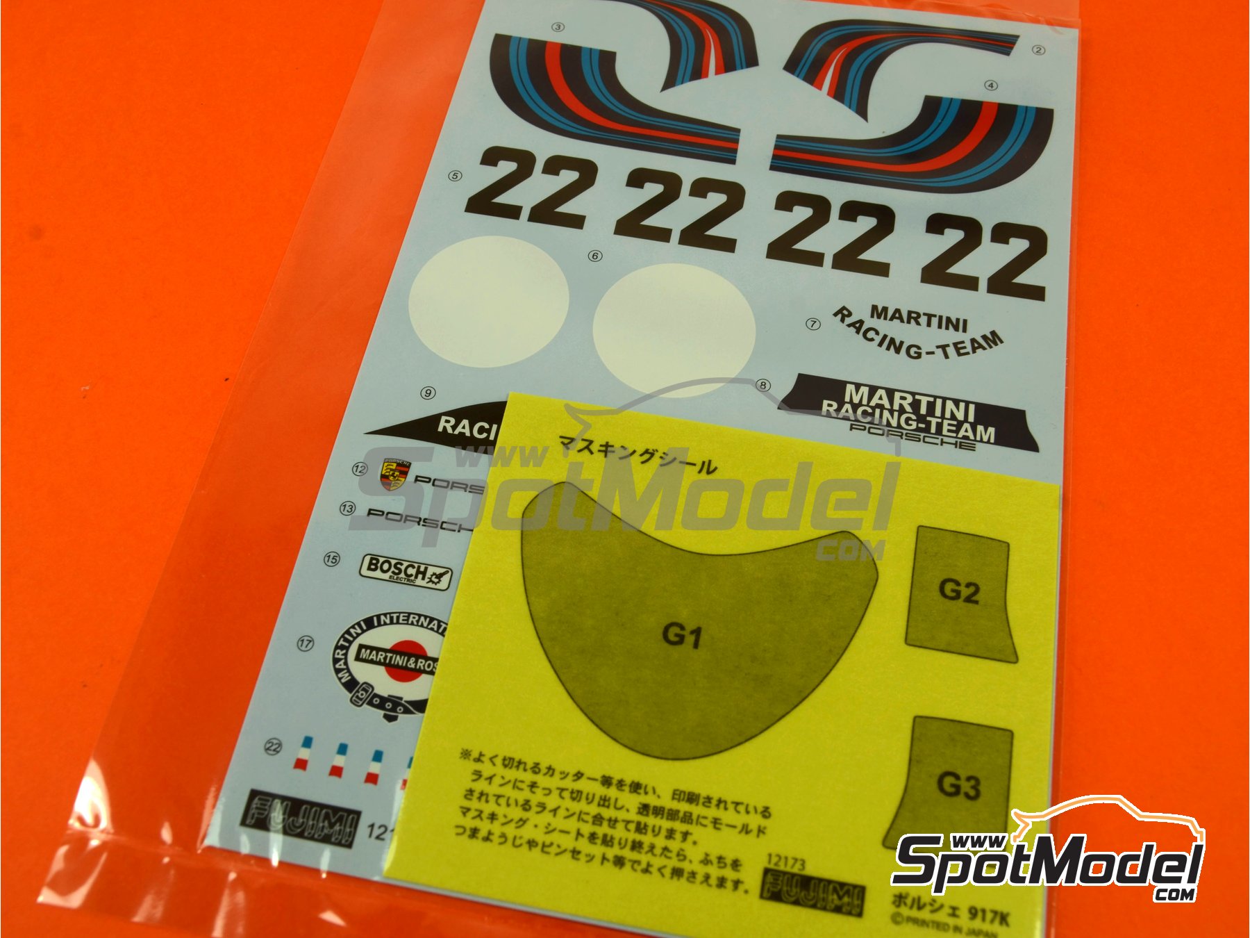 Image 7: Porsche 917K Martini Racing Team - 24 Hours Le Mans 1971 | Car scale model kit in 1/24 scale manufactured by Fujimi (ref. FJ126142, also 4968728126142, 126142, 12614 and RS-88)