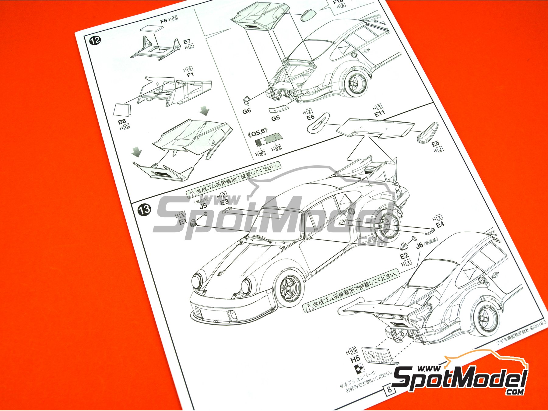 Image 17: Porsche 911 Carrera RSR Turbo Martini Rossi Porsche Audi - Watkins Glen 6 Hours 1974 | Model car kit in 1/24 scale manufactured by Fujimi (ref.&nbsp;FJ126494, also 126494 and RS-99)