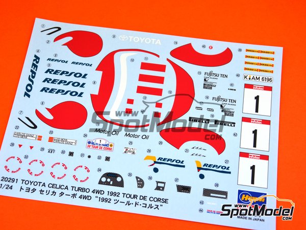 Image 6: Toyota Celica Turbo 4WD Repsol - Tour de Corse 1992 | Model car kit in 1/24 scale manufactured by Hasegawa (ref.&nbsp;20291)