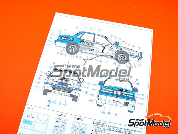 Image 10: Mitsubishi Galant VR-4 Ralli Art - Safari Rally 1992 | Model car kit in 1/24 scale manufactured by Hasegawa (ref.&nbsp;20307)