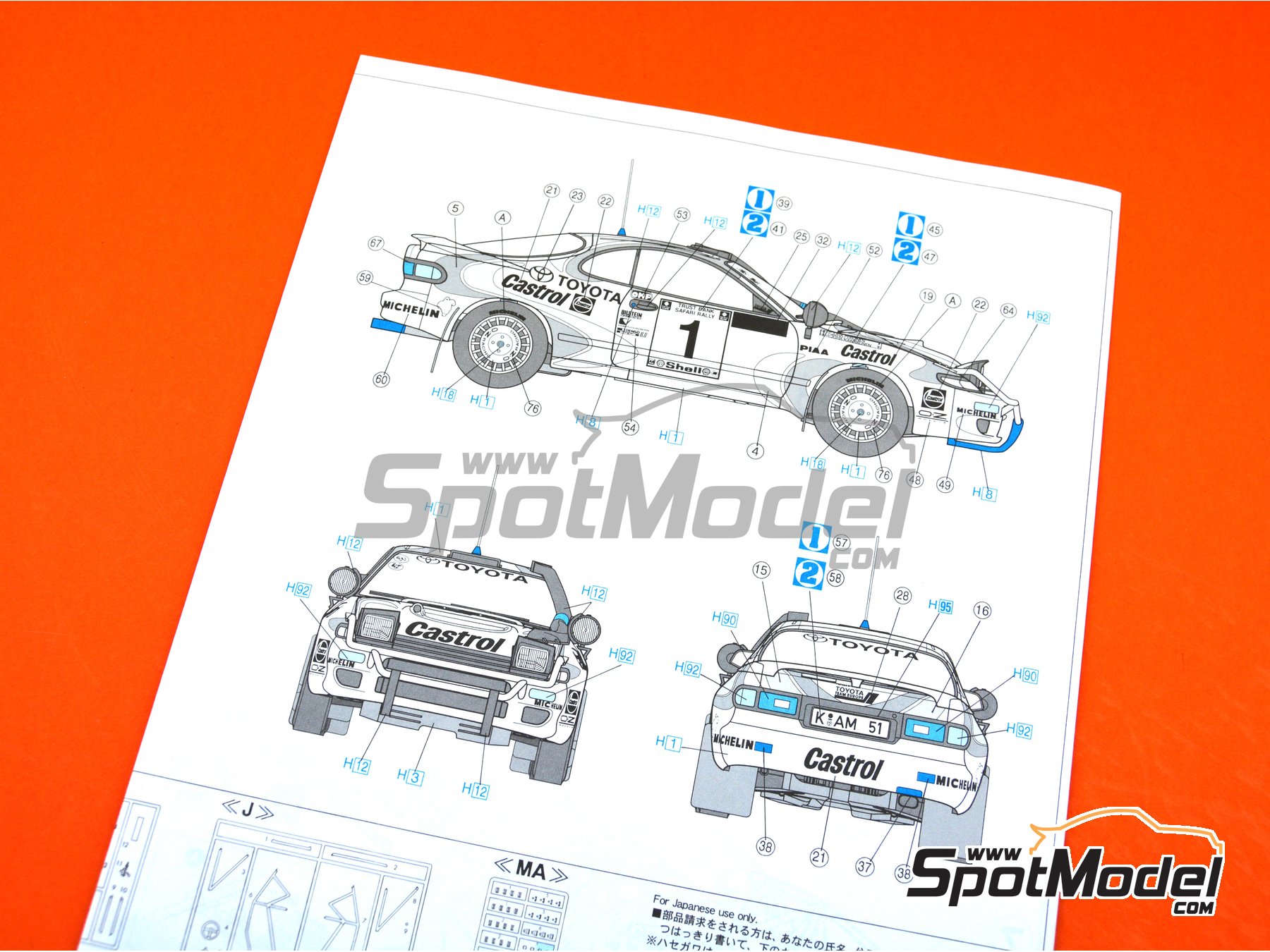 Image 9: Toyota Celica Turbo 4WD Toyota Castrol Team - Safari Rally 1993 | Model car kit in 1/24 scale manufactured by Hasegawa (ref.&nbsp;20309)