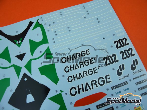 Image 6: Mazda 767B Equipo Mazdaspeed patrocinado por Charge - 24 Horas de Le Mans 1989 | Maqueta de coche en escala 1/24 fabricado por Hasegawa (ref. 20312, tambien 4967834203129)