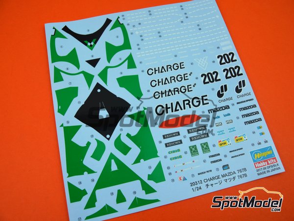 Image 8: Mazda 767B Equipo Mazdaspeed patrocinado por Charge - 24 Horas de Le Mans 1989 | Maqueta de coche en escala 1/24 fabricado por Hasegawa (ref. 20312, tambien 4967834203129)